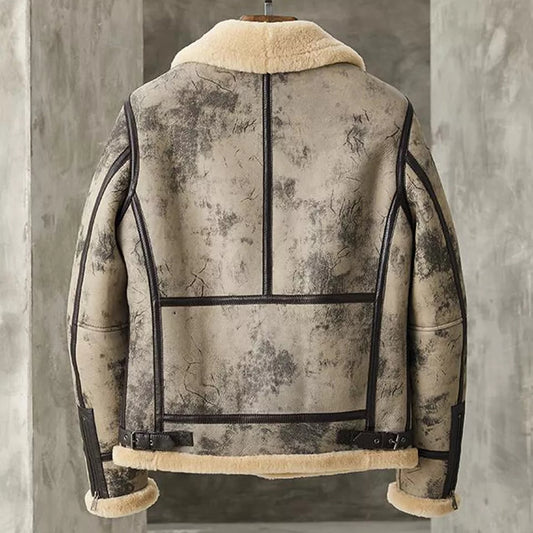 Men's Fur B3 Flight Aviator Shearling Bomber Jacket