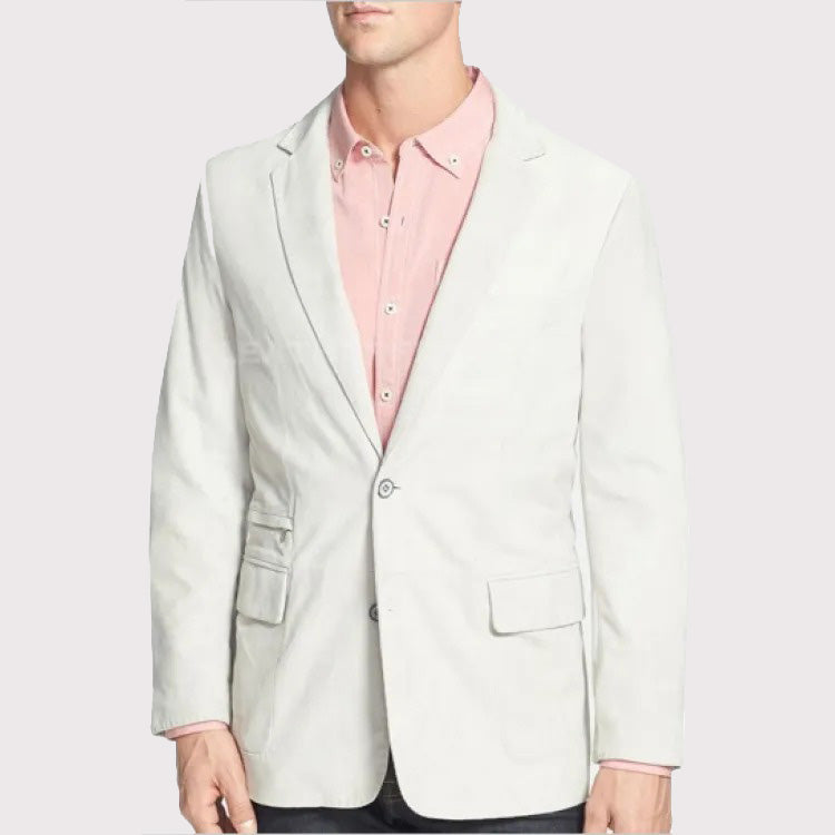 Soft Lambskin White Leather Blazer