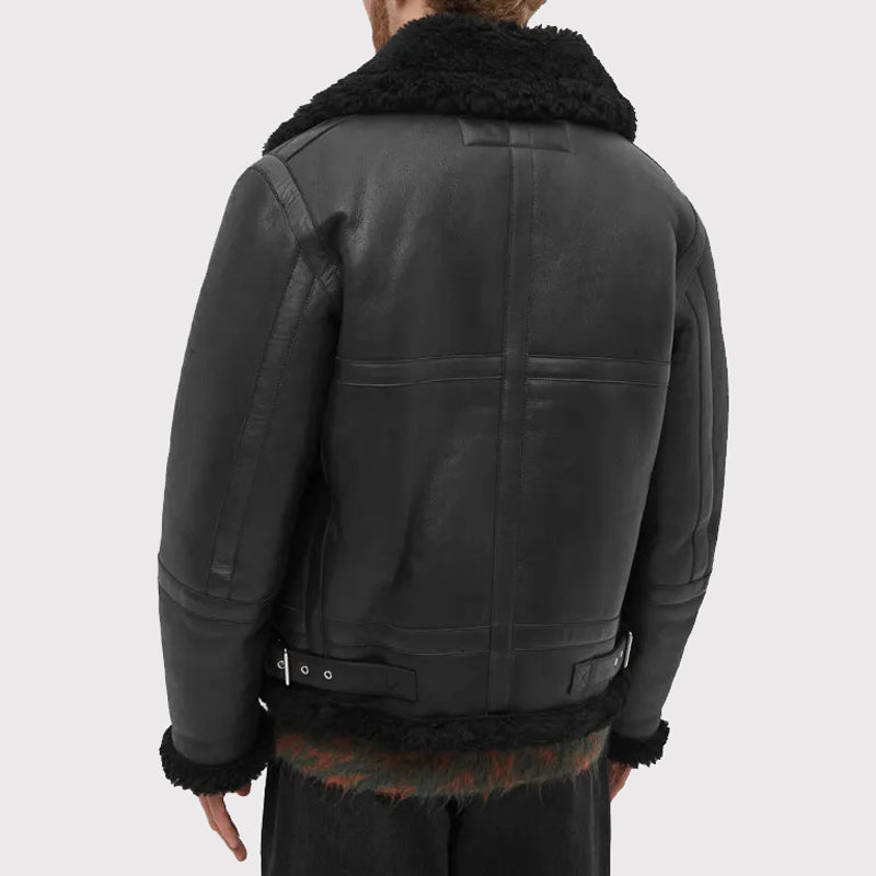 Men's All Black Shearling Jacket