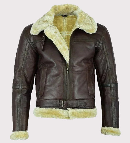 Men's Aviator Bomber Leather Jacket with Fur Collar Men's Aviator Bomber Leather Jacket with Fur Collar!