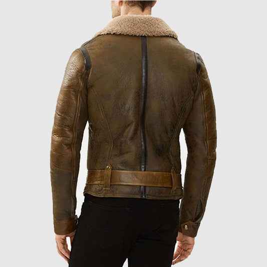 Men's B3 Aviator Shearling Brown Leather Bomber Jacket