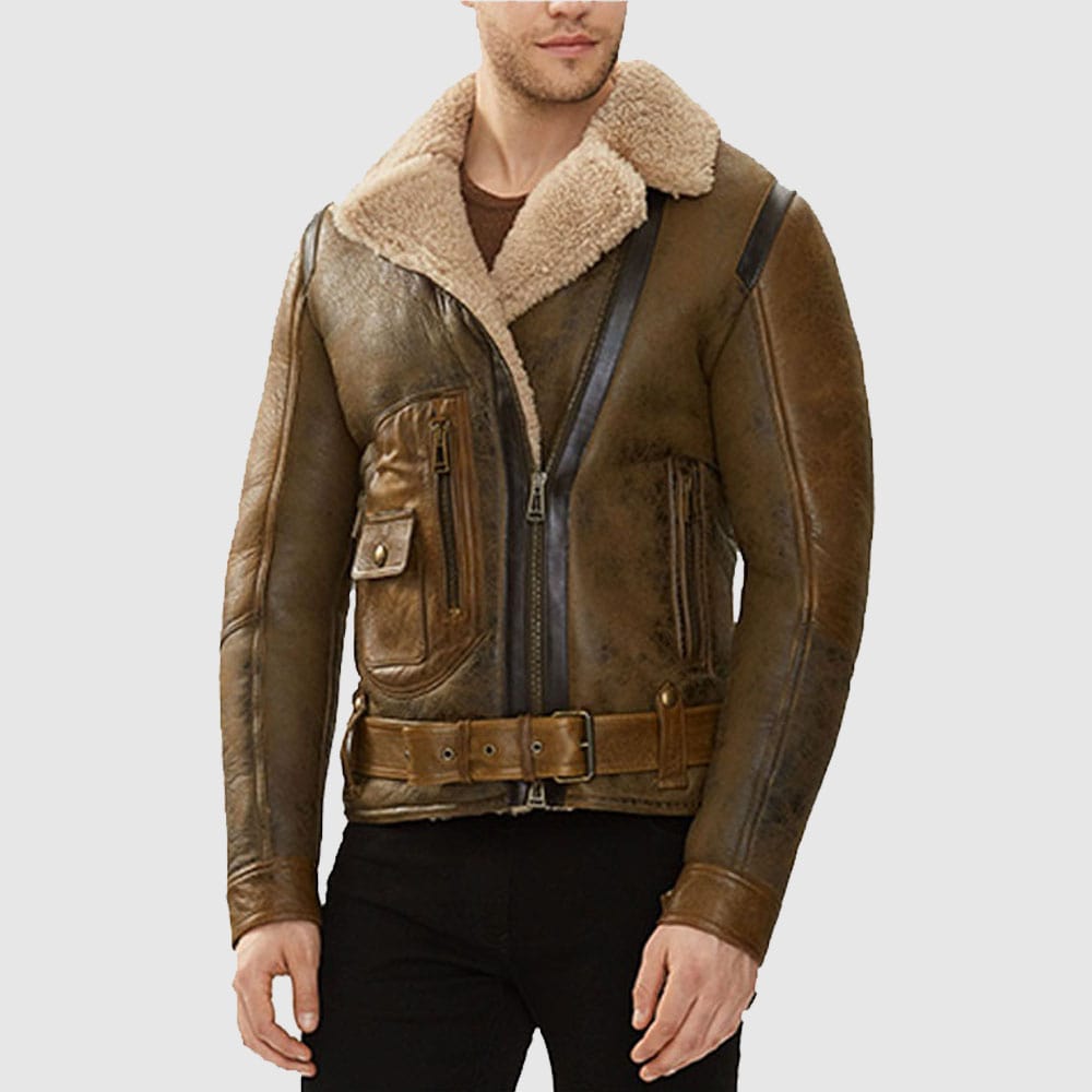 Men's B3 Aviator Shearling Brown Jacket