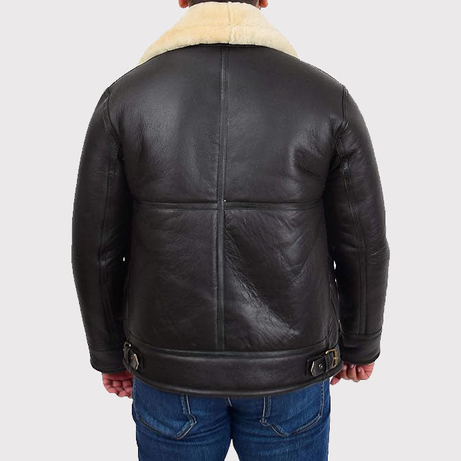 Men's B3 Bomber Aviator Pilots Sheepskin Flying Jacket - Shearling Coat