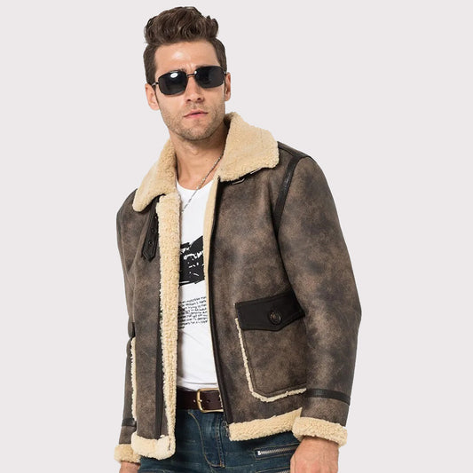 Men's B-3 Bomber Shearling Flight Aviator Jacket Men's B-3 Bomber Shearling Flight Aviator Jacket