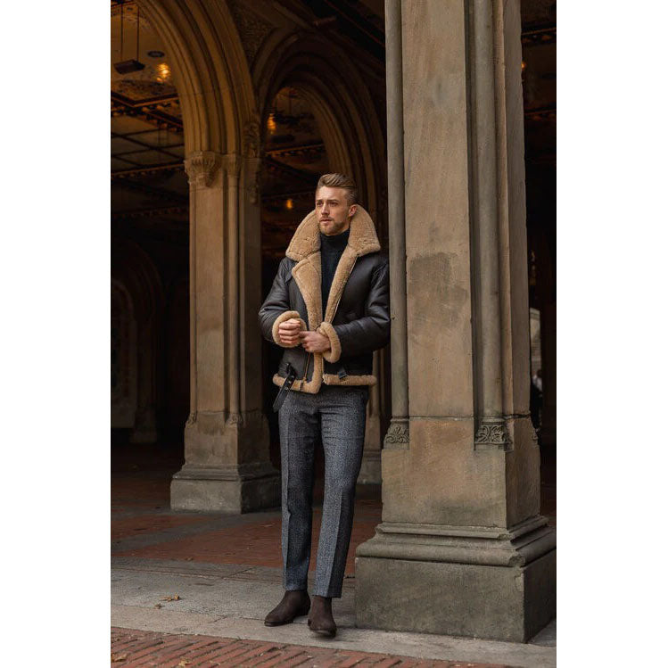Men's B3 RAF Aviator Shearling Jacket - Shearling Fur Jacket