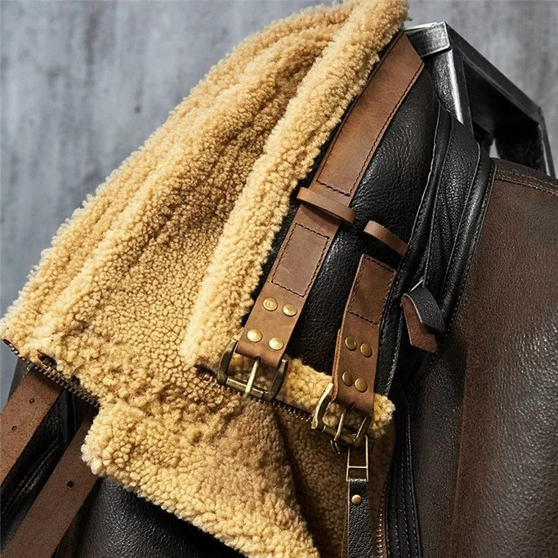 Short Leather Jacket with Fur Coat