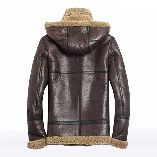 Men’s B3 Shearling Sheepskin Flight Jacket with Detachable Hood from Jackets Kingdom