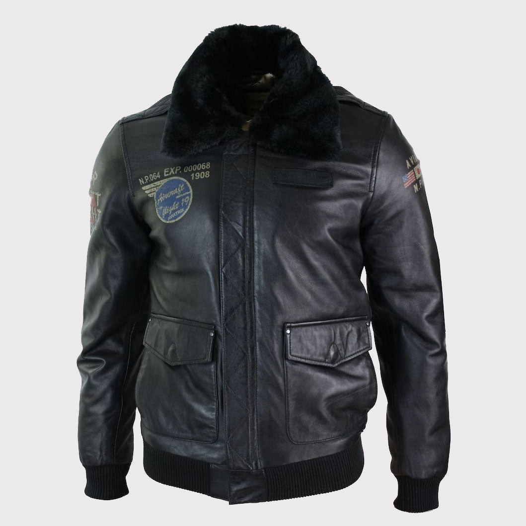 Men's Black Aviator Pilot Jacket