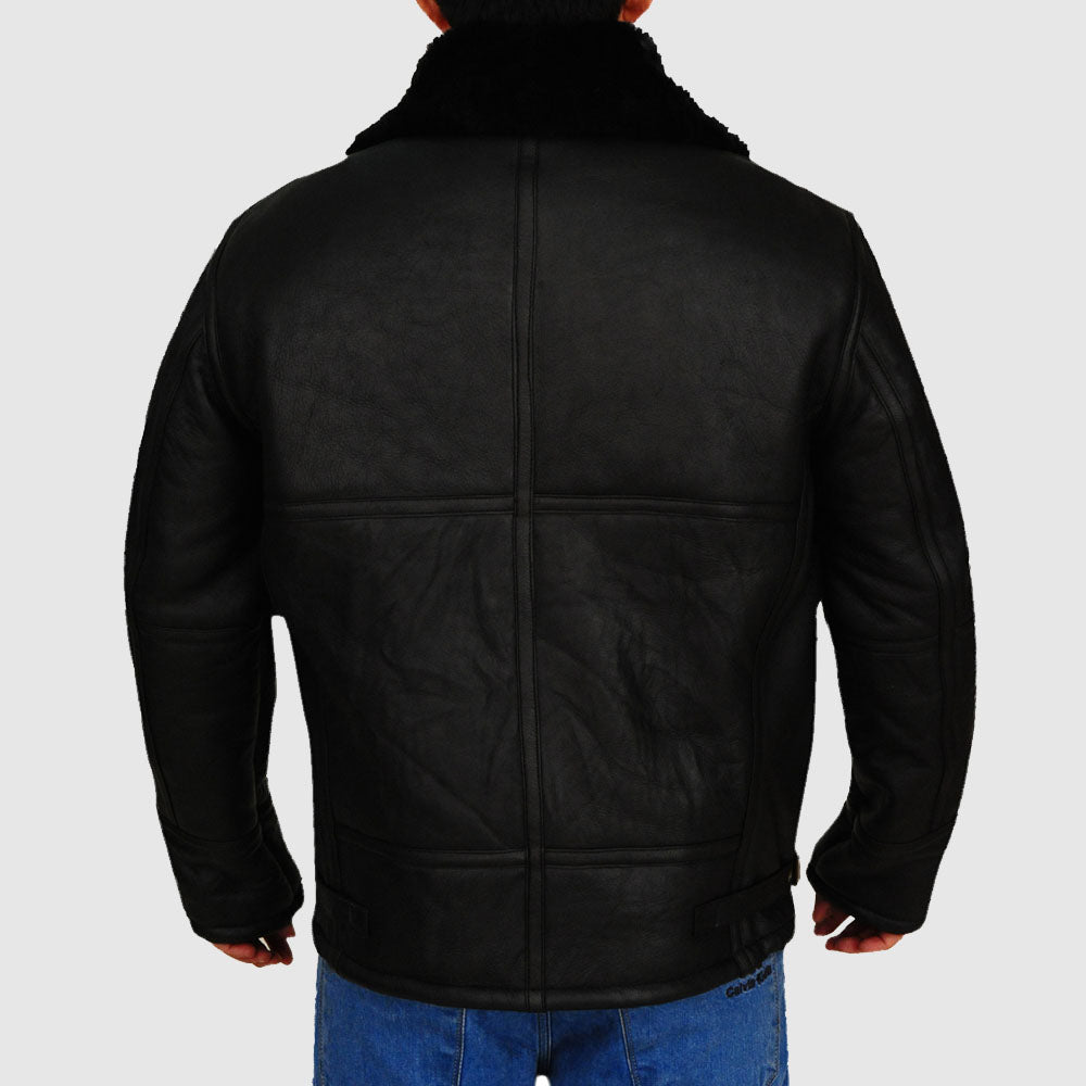 Black Sheepskin B3 Aviator Bomber Jacket for Men