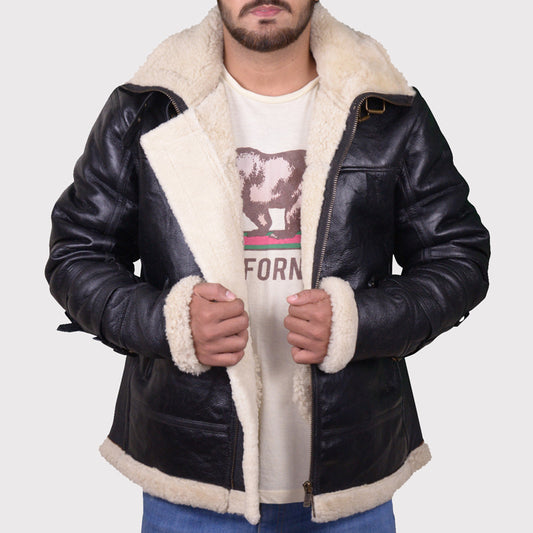 Men's Black B3 Bomber Shearling Jacket
