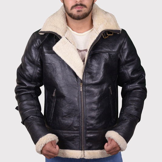Men's Black B3 Bomber Aviator Shearling Leather Jacket Men's Black B3 Bomber Shearling Jacket