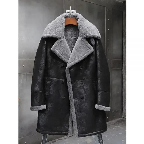 Men's Black Shearling Coat