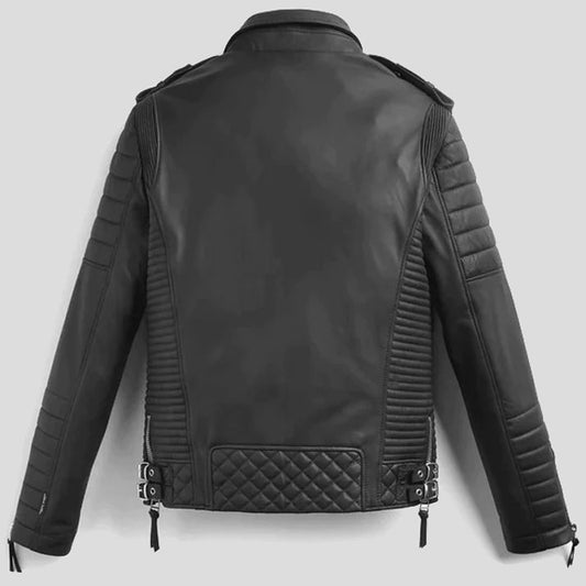 Men's Black Biker Motorbike Leather Jacket