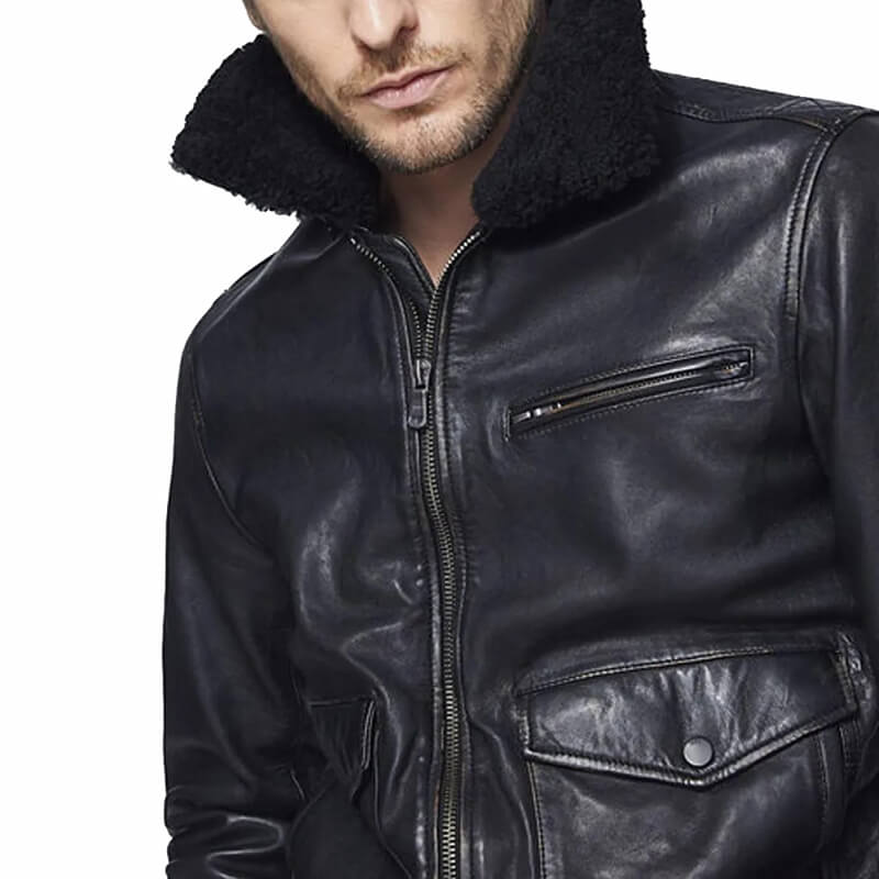 mens black bomber leather jacket