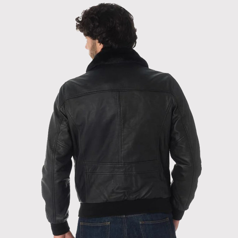 Black Lambskin Aviator Jacket