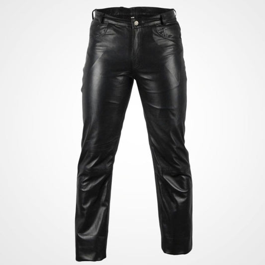 Men's Classic Black Leather Motorcycle Pants Men's Classic Black Leather Motorcycle Pants