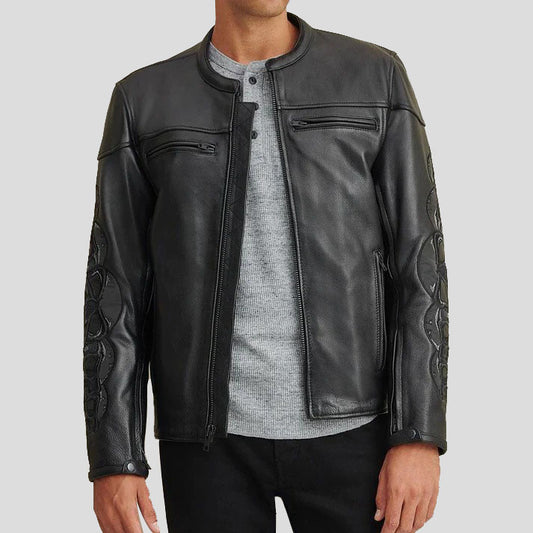 Men's Black Leather Rider Jacket Men's Black Leather Rider Jacket - Stylish and Versatile