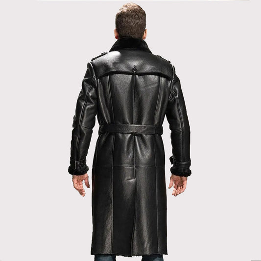 Men's Black Oversize Sheepskin Shearling Coat - Winter Parka