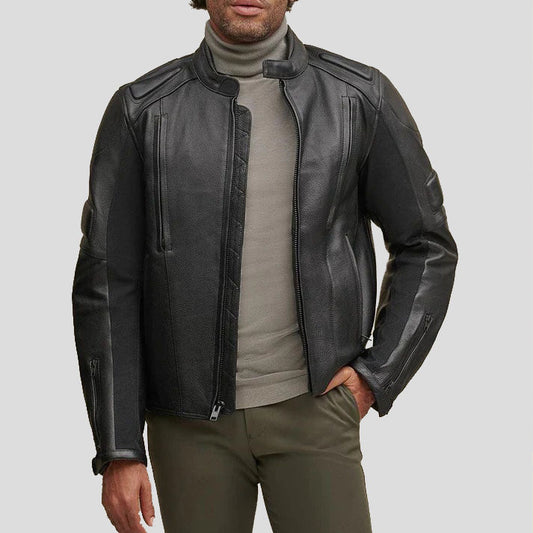 Black Leather Performance Rider Biker Jacket for Men Men's Black Performance Rider Biker Jacket - Leather, High Performance