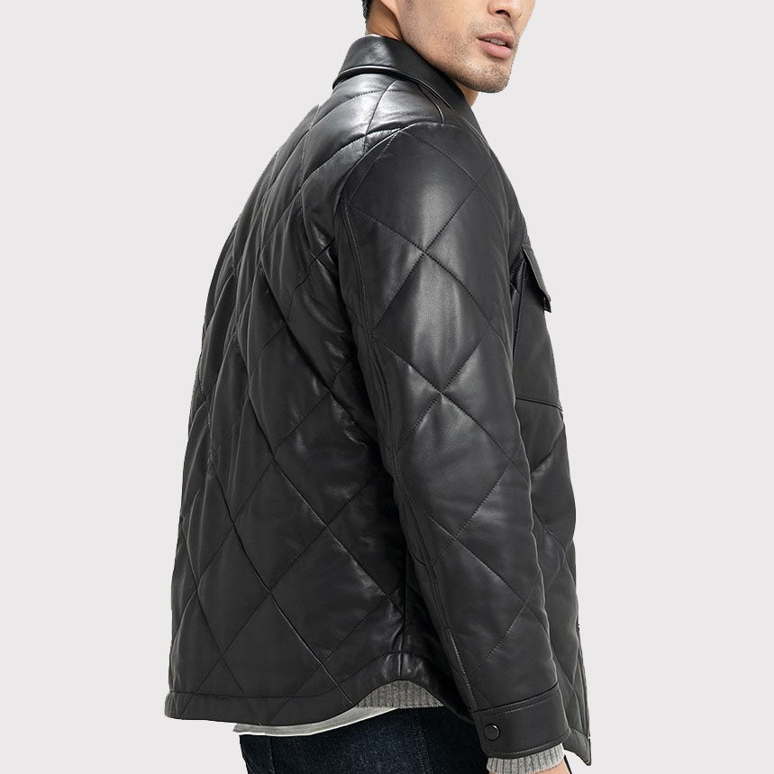 Men's Black Quilted Lambskin Leather Jacket