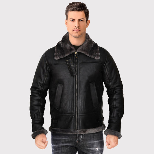 Men's Black Shearling Jacket Men's Black Shearling Jacket