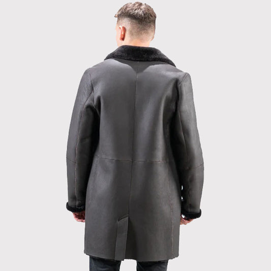 Men's Black Real Sheepskin Suede Coat