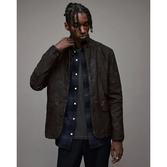 Men's Black Suede Leather Blazer