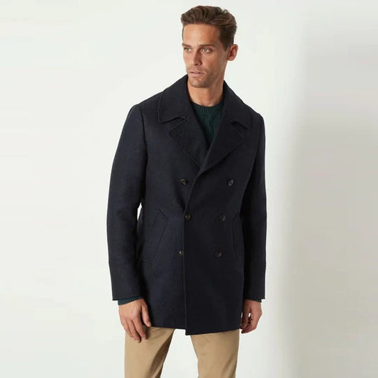 Men's Classic Black Wool Navy Peacoat Men's Black Wool Navy Peacoat