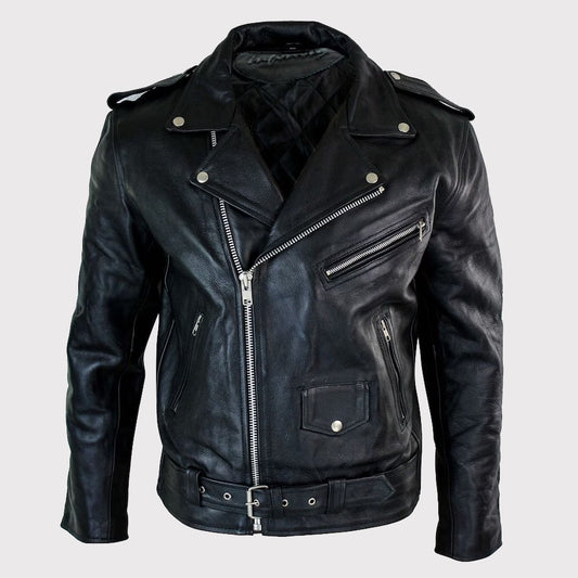 Men's Brando Style Retro Biker Jacket Men's Classic Black Brando Style Retro Biker Jacket
