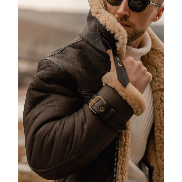 Men's Brown B3 Flying Aviator Shearling Jacket