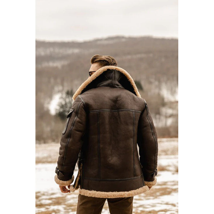 Men's Brown B3 Flying Aviator Shearling Jacket