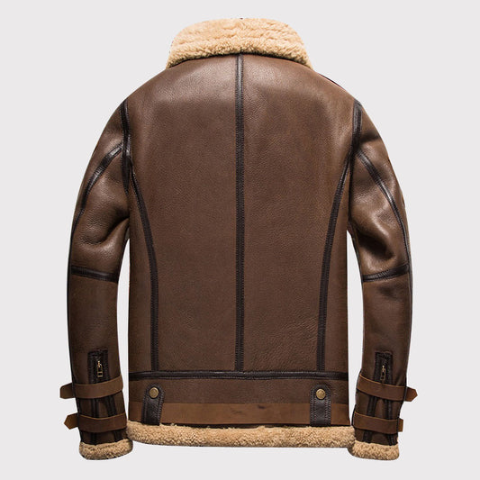 Men's Brown B3 Sheepskin Shearling Bomber Jacket