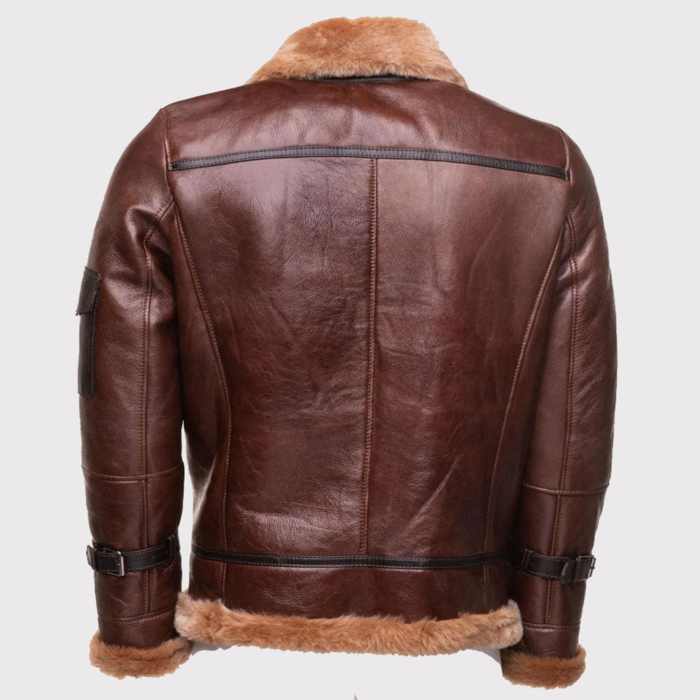 Men's Brown Bomber Sheepskin Shearling Jacket