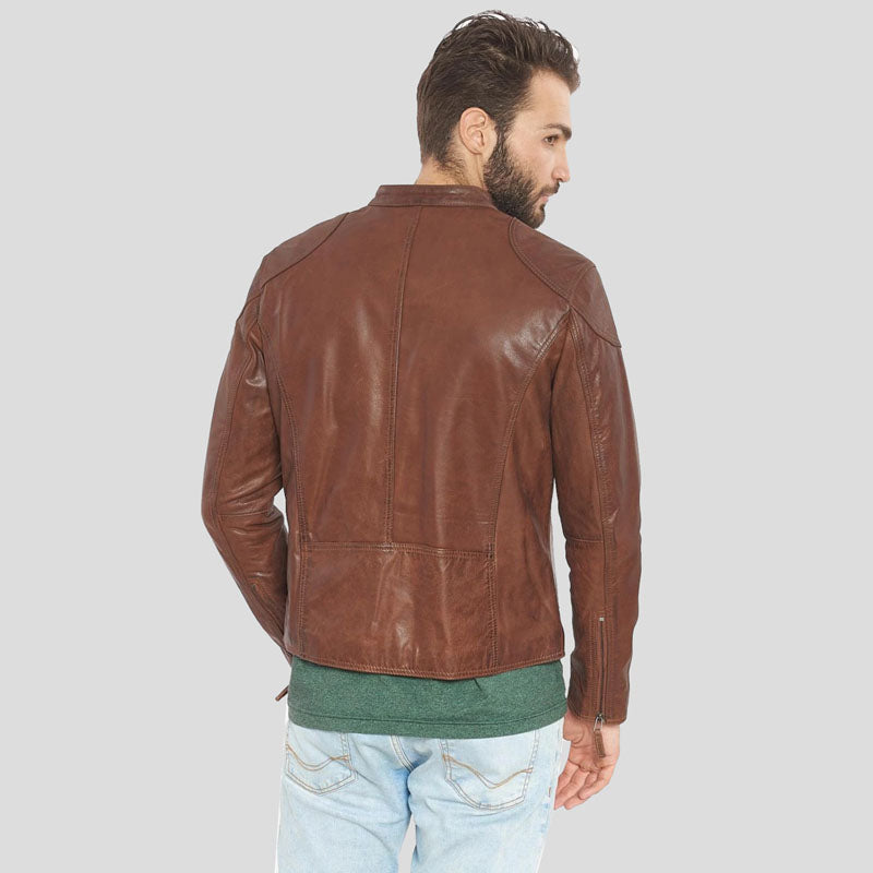Men's Brown Premium Buffalo Leather Motorcycle Jacket