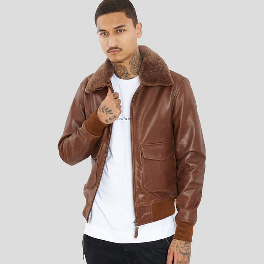 Men's Brown Premium Buffalo Leather Motorcycle Jacket