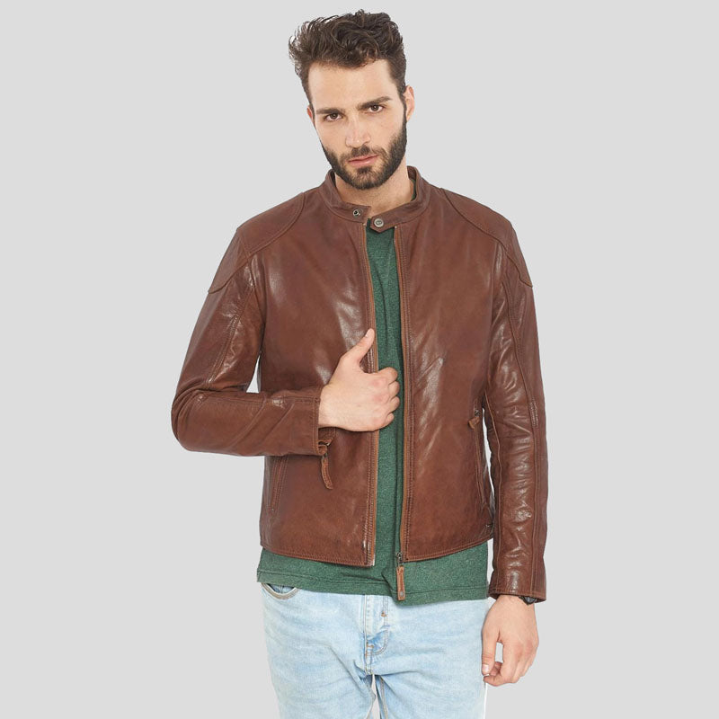 Men's Brown Premium Buffalo Leather Motorcycle Jacket