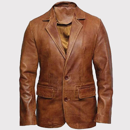 Men's Brown Casual Leather Blazer Men's Brown Casual Leather Blazer