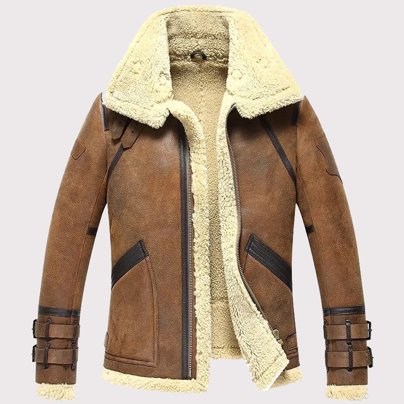 Men's Brown Double-Face Sheepskin Air Force Flight Coat