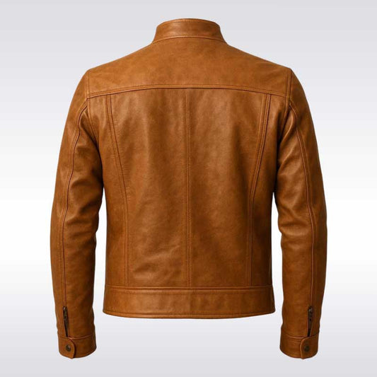 Men’s Brown Lambskin Leather Biker Jacket