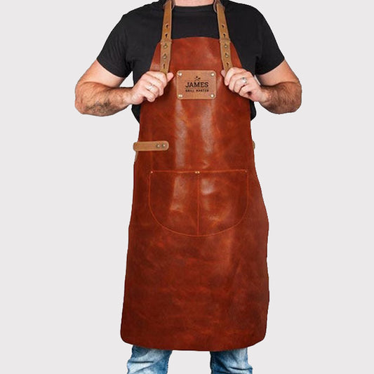 Men's Brown Leather Apron - Stylish & Functional Stylish Men's Brown Leather Apron