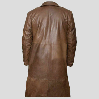 Men's Brown Lambskin Leather Trench Coat - Real Leather Coat