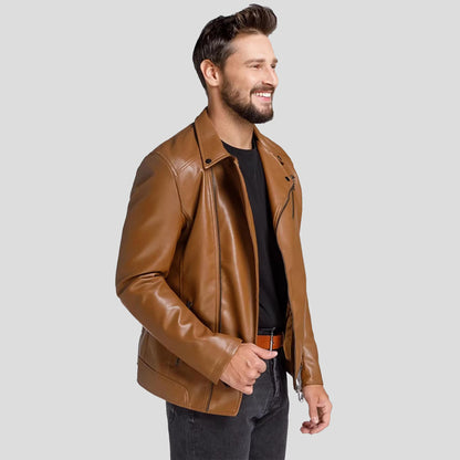 Men's Brown Perfecto Motorcycle Biker Leather Jacket