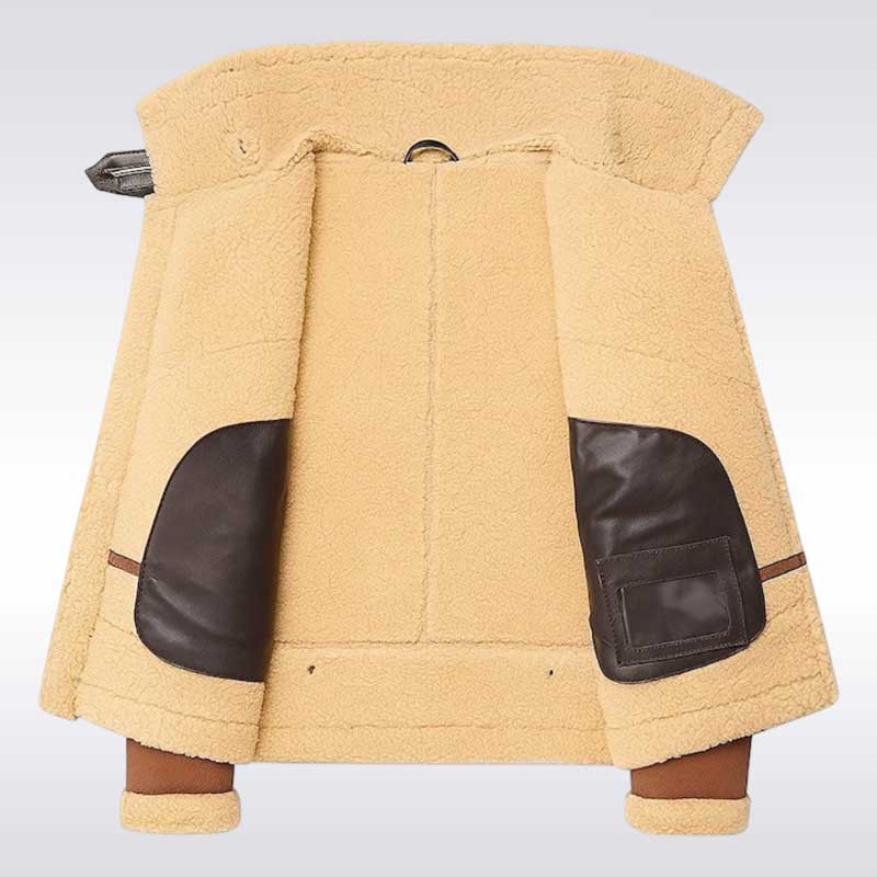 Men’s Brown Shearling Aviator Leather Bomber Jacket
