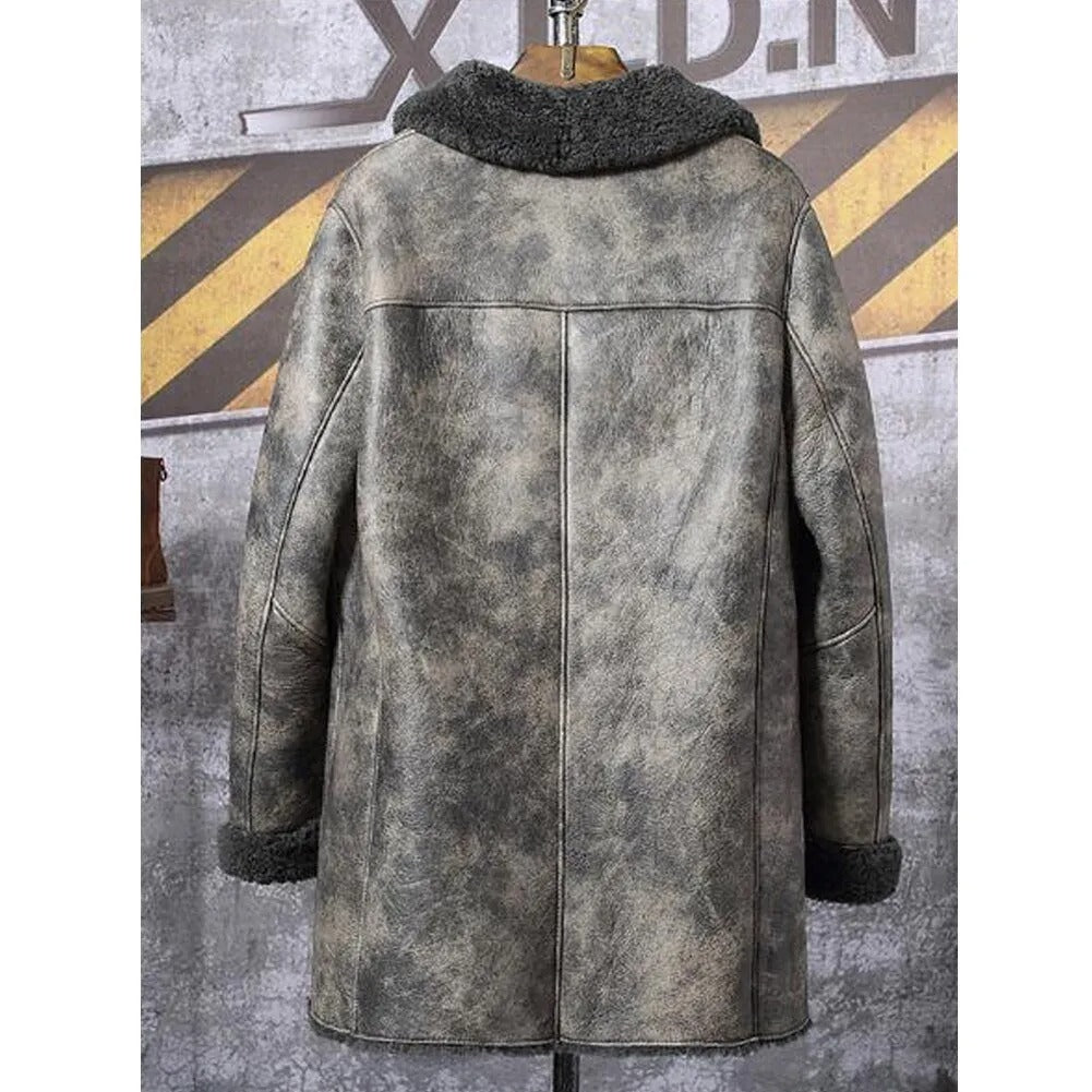 Brown Shearling B3 Bomber Jacket - Winter Fur Hunting Coat