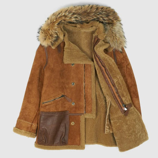 Men's Brown B7 Shearling Parka Jacket