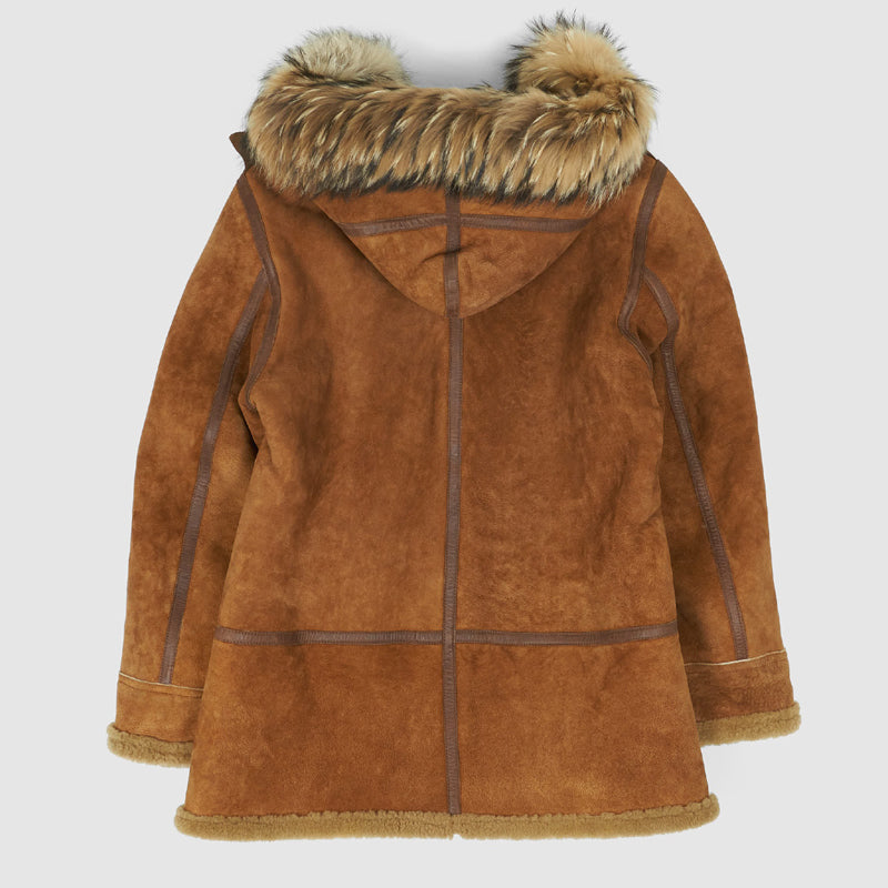 Men's Brown Shearling Parka Jacket