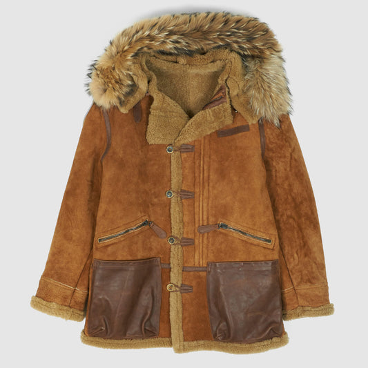 Men's Brown Shearling Parka Jacket Men's Brown Shearling Parka Jacket