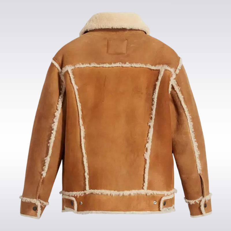 Men’s Brown Shearling Olympia Trucker Jacket