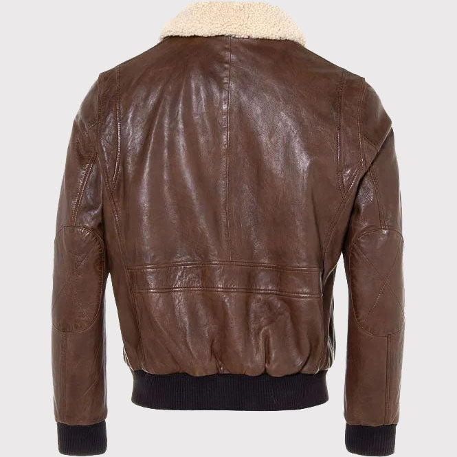 Classic Brown Sheepskin Aviator Jacket for Men