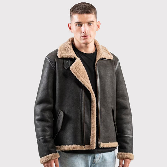 Men's Brown Sheepskin Pilot Jacket Men's Brown Sheepskin Pilot Jacket